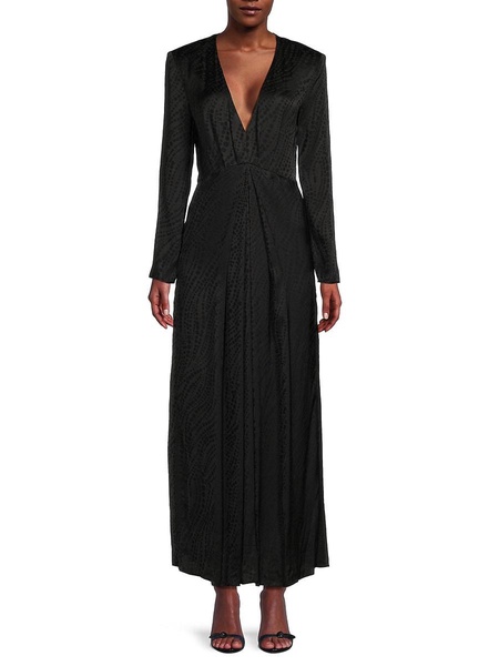Dot Jacquard Empire Waist Maxi Dress