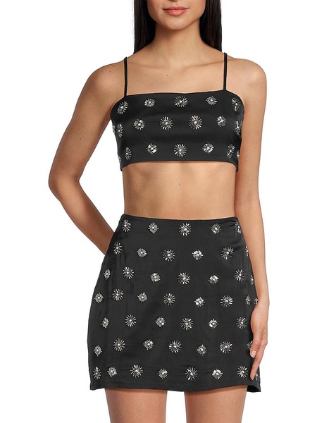 Alaya Embellished Sunburst Crop Top