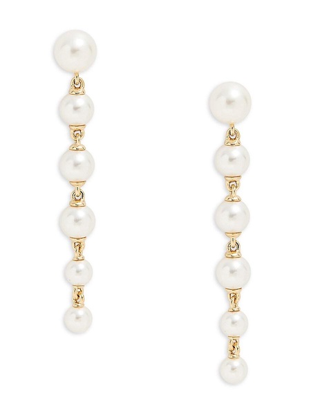 Bianca 18K Goldplated & 4-6MM Faux Pearl Linear Drop Earrings