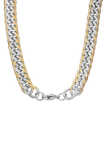 18K Goldplated & Stainless Steel Cuban Chain Link Necklace/24"