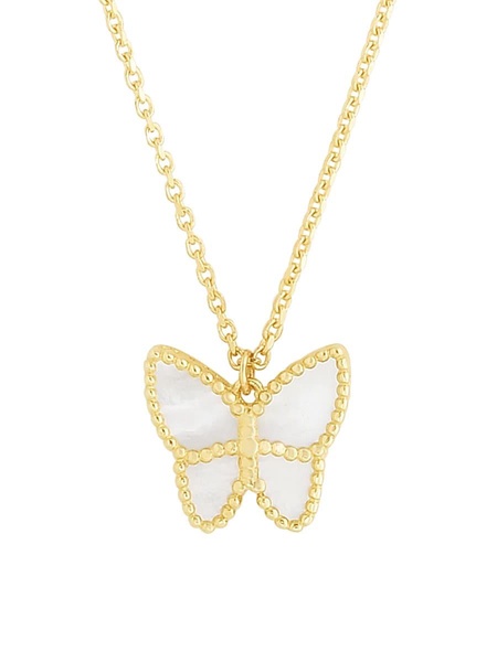 14K Yellow Gold & Mother of Pearl Butterfly Necklace