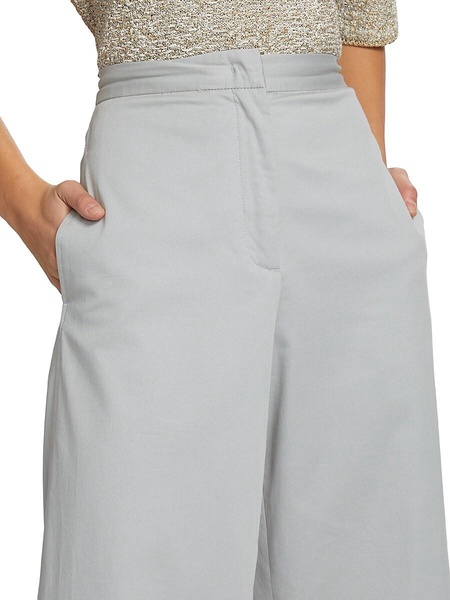 Cotton Gabardine Wide-Leg Trousers