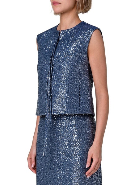 Sequin Virgin Wool Blend Vest