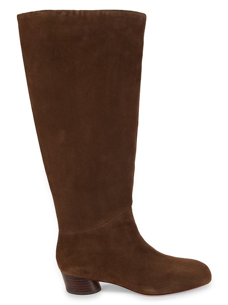 Ramona Suede Block Heel Calf Boots