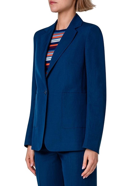 Single-Breasted Linen-Blend Blazer