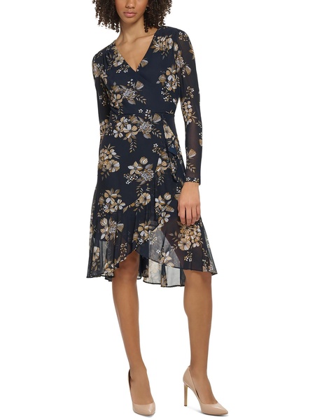 womens faux wrap ruffles wrap dress
