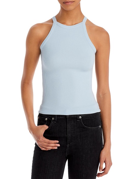 womens ribbed high neck tank top