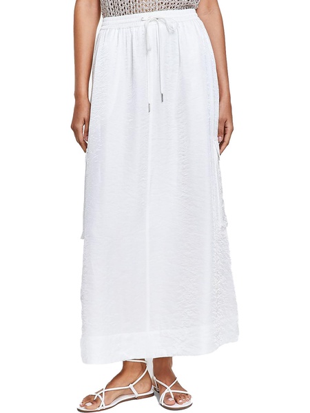 petites womens satin long maxi skirt