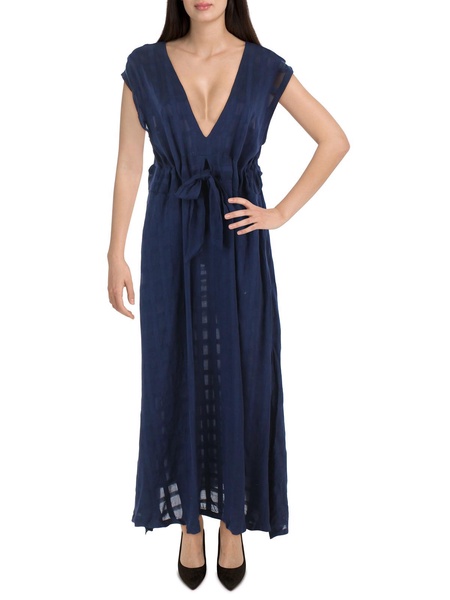womens plaid plunging cover-up