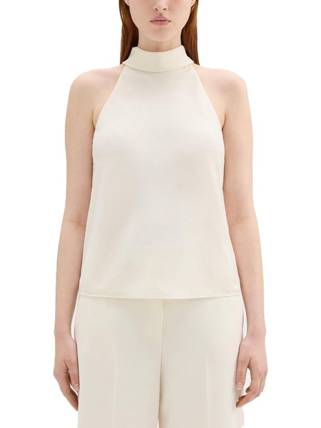 petites womens collared sleeveless halter top