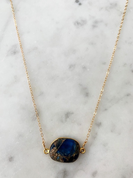 mrs. parker demi fine necklace in blue mojave copper turquoise