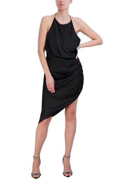 womens rhinestone halter neck midi dress