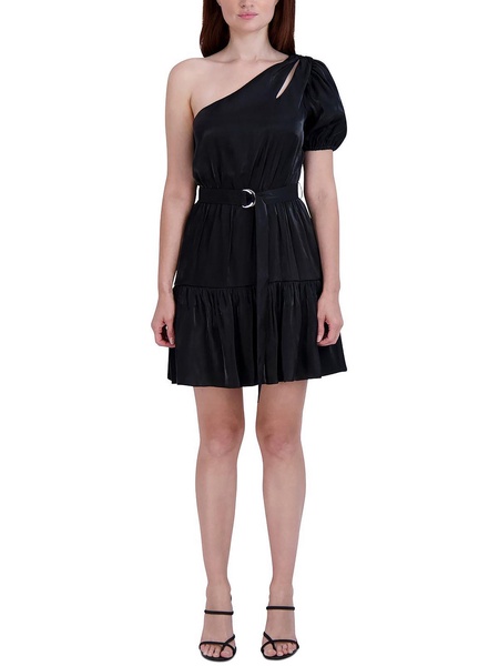 womens side tie satin fit & flare dress