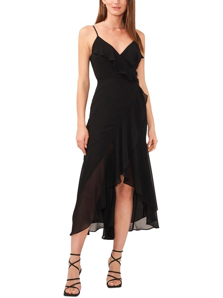 womens ruffled long wrap dress