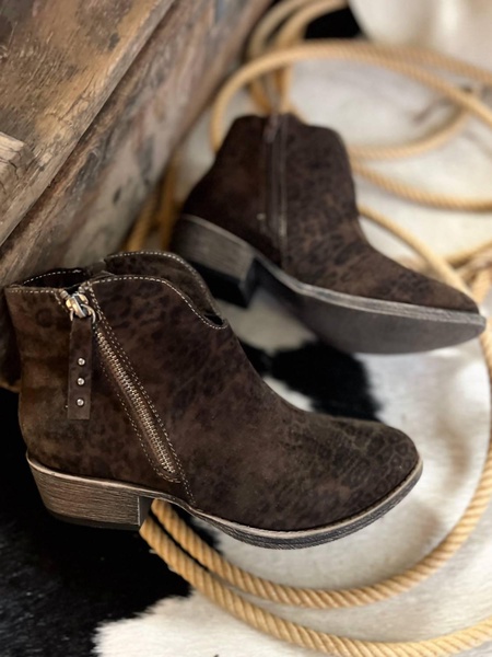 women's charming hidden leopard booties in black