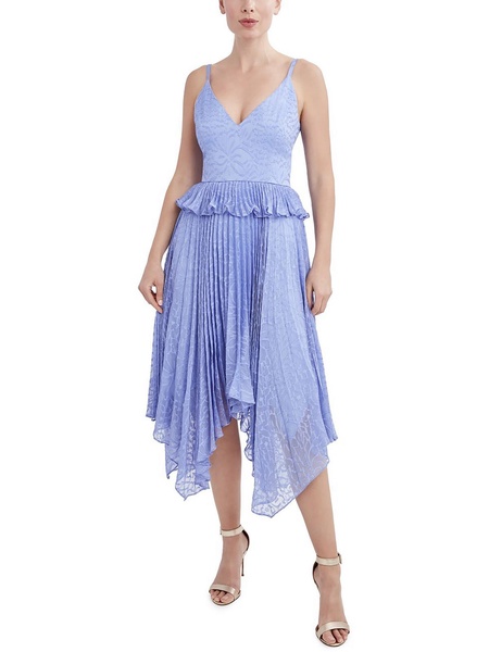 womens pleated midi cocktail and party dress