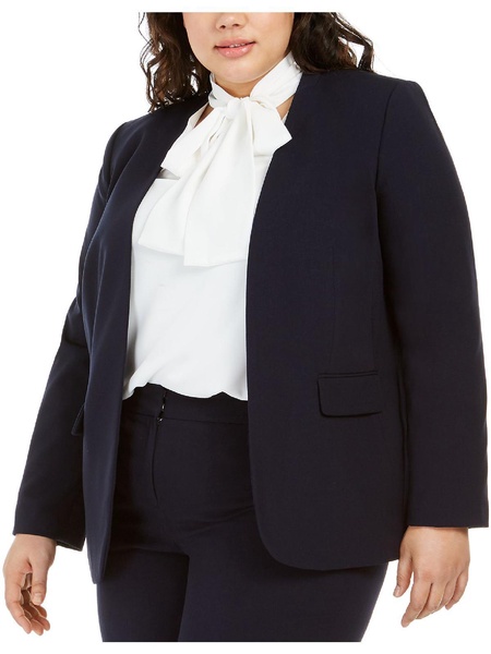 plus womens office business open-front blazer
