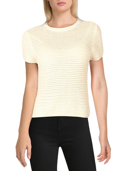 womens crochet crew neck pullover sweater