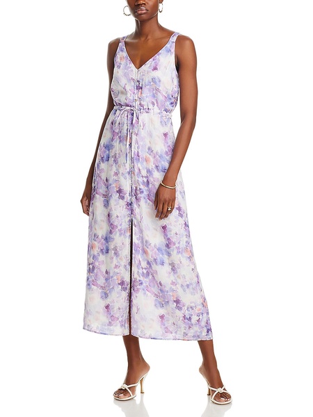 womens linen button-down midi dress