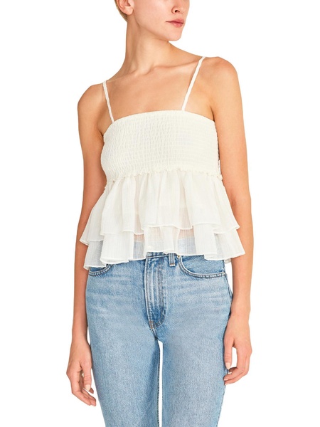 smock signals womens cropped ruffled tank top
