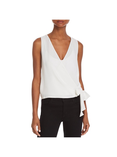 womens sheer knot-front wrap top