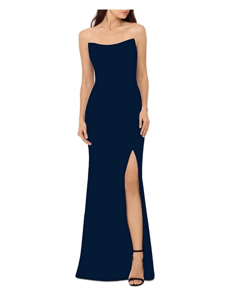 womens side slit strapless formal dress