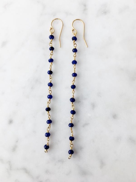 sapphire long chain earring