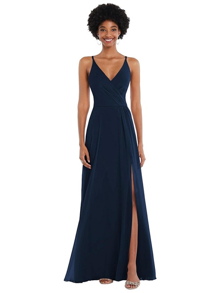 faux wrap criss cross back maxi dress with adjustable straps