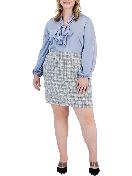 plus womens tweed business pencil skirt