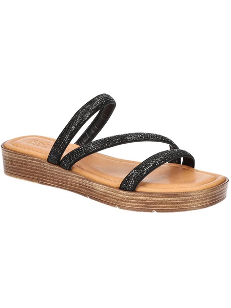 womens leather rhinestone wedge sandals