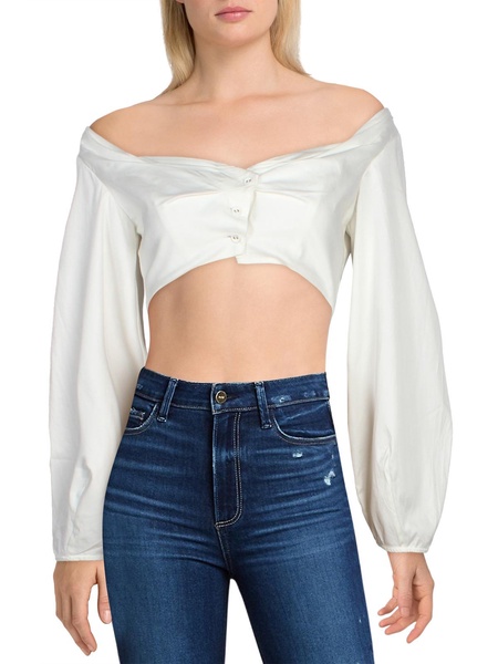 mavis womens button-down gathered crop top