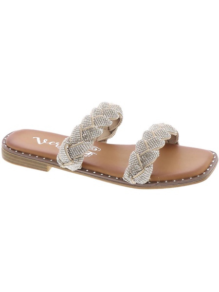 twisty womens rhinestone flat slide sandals
