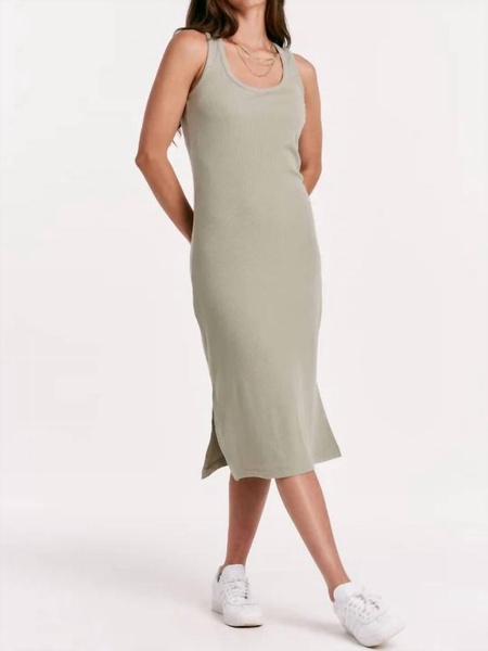 britta sleeveless scoop neck midi dress in sage