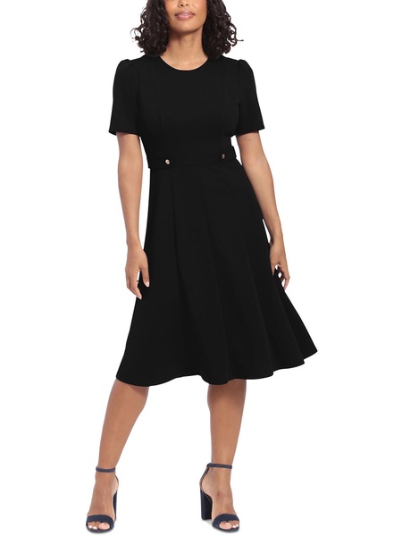 petites womens office knee fit & flare dress