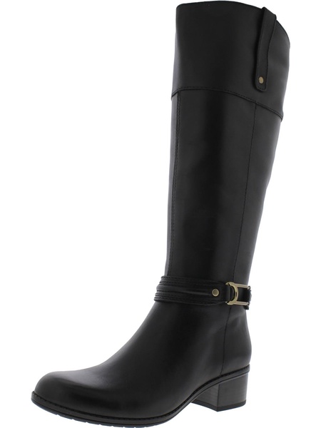 coloradee womens faux leather block heel knee-high boots