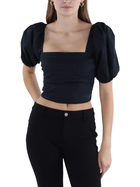 womens square neck puff sleeve blouse