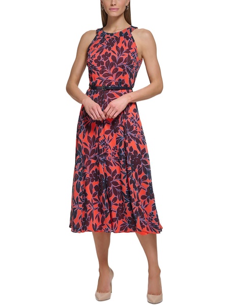 womens chiffon floral midi dress