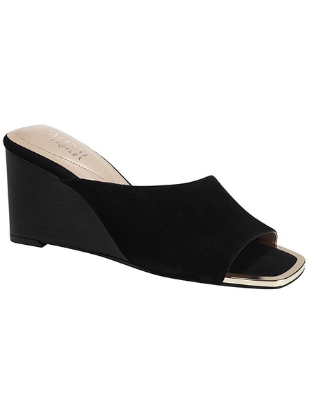 laurita womens faux leather metallic trim wedge sandals