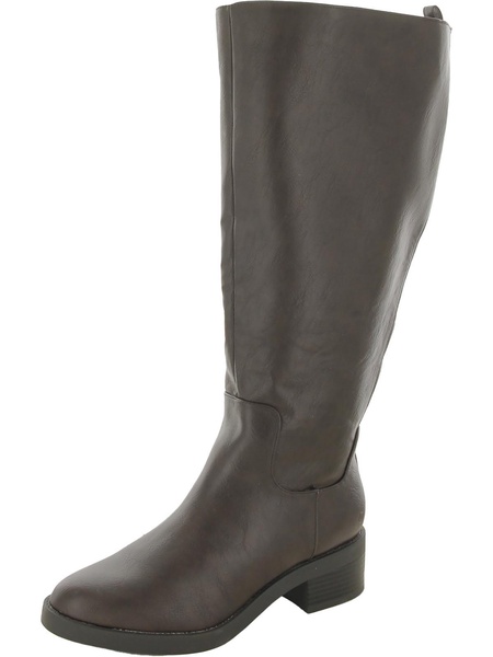 blythe womens faux leather wide calf knee-high boots