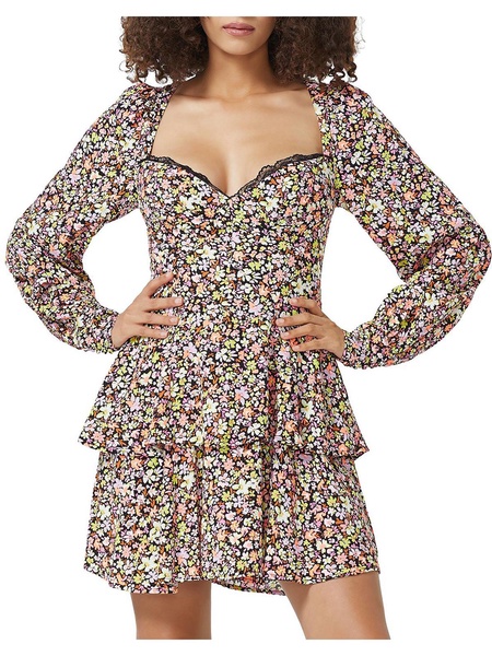 womens crepe tiered fit & flare dress