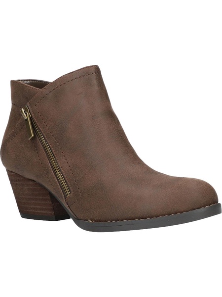 bobbi womens faux leather almond toe ankle boots