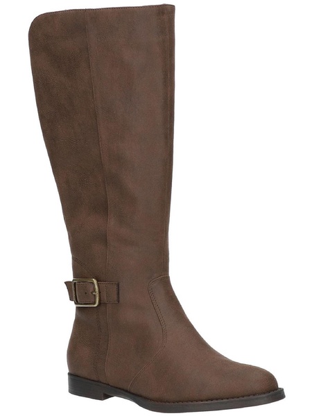 makayla womens faux suede buckle mid-calf boots