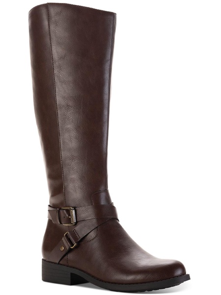 marliee womens faux leather wide calf motorcycle boots