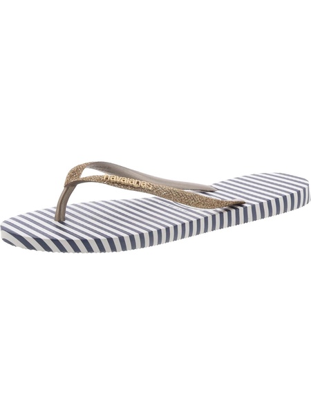 womens striped glitter flip-flops