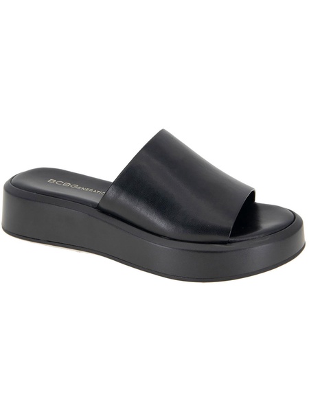 farah womens faux leather peep-toe slide sandals