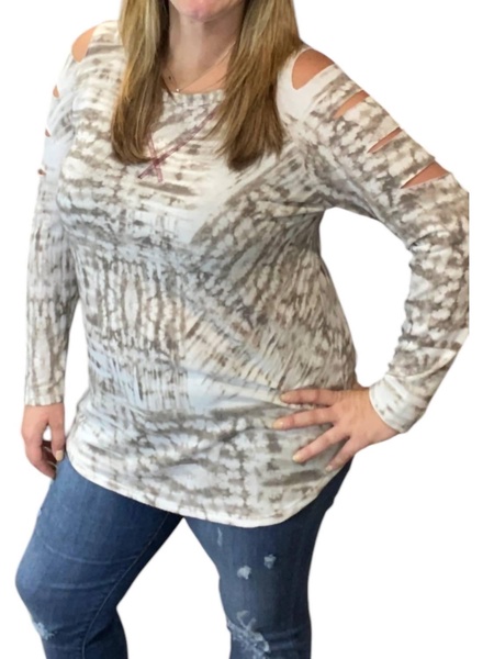 cut out neutral top in grey