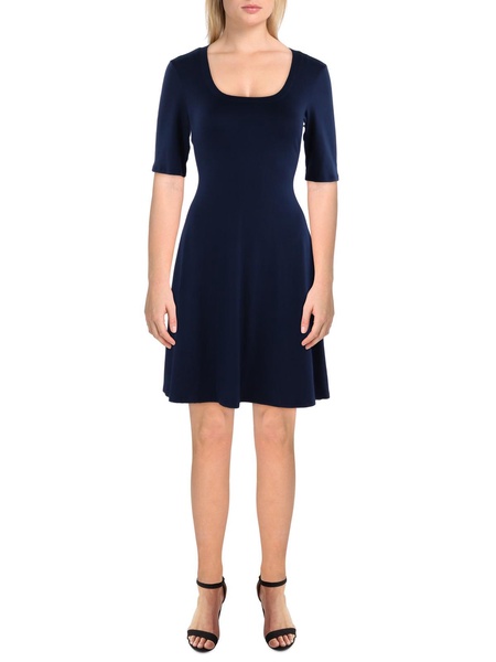 womens scoopneck elbow sleeve shift dress