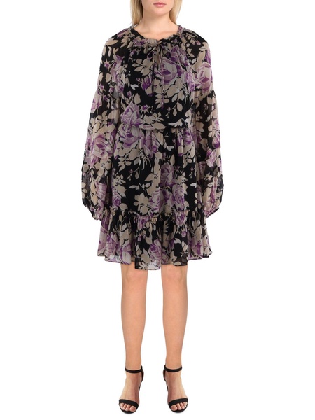 womens knee length ruffled shift dress