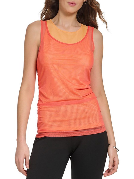 womens mesh crewneck blouse