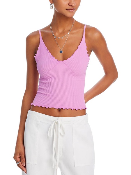 womens v neck scalloped cropped